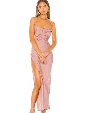 REVOLVE Satin Cowl Neck Maxi Dress in Dusty Rose